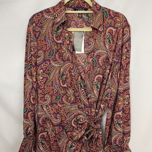 Lauren Ralph Lauren Women's Print Double-Faced Georgette Wrap Dress Size 16 NWT - Picture 6 of 12